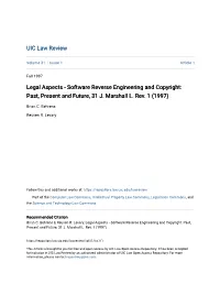 Software Reverse Engineering and Copyright: Past, Present and Future, 31 J