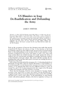 US Blunders in Iraq: De-Baathification and Disbanding the Army