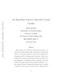 An Algorithmic Inference Approach to Learn Copulas Arxiv:1910.02678V1