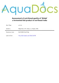 Assessment of Nutritional Quality of Shidal A