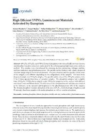 High Efficient YVPO4 Luminescent Materials Activated by Europium