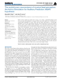 The Action Simulation for Auditory Prediction (ASAP) Hypothesis
