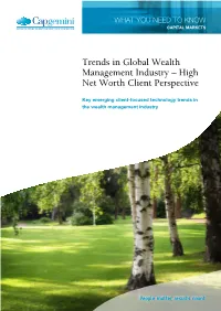 Trends in Global Wealth Management Industry – High Net Worth Client Perspective