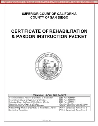 Certificate of Rehabilitation & Pardon Instruction Packet