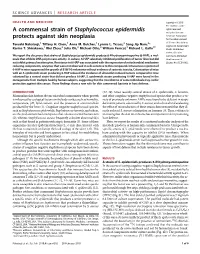 Staphylococcus Epidermidis Rights Reserved; Exclusive Licensee Protects Against Skin Neoplasia American Association for the Advancement 1 1 1 2 2 of Science
