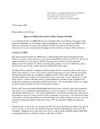20 December 2006 Memorandum to the Record Report of Sabbatical