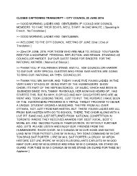 Closed Captioning Transcript – City Council 22 June 2016