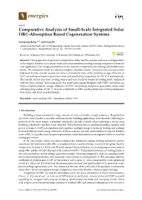 Comparative Analysis of Small-Scale Integrated Solar ORC-Absorption Based Cogeneration Systems