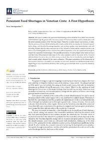 Persistent Food Shortages in Venetian Crete: a First Hypothesis
