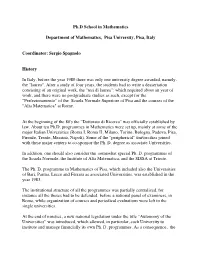 Ph. D. Programme in Mathematics