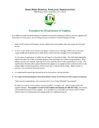 Procedure for Presentation of Trophies