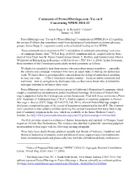 Protectmarriage.Com–Yes on 8 Concerning NPRM 2014-121