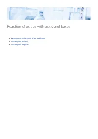 Reac on of Oxides with Acids and Bases