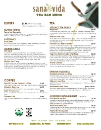 Tea Bar Menu 0611