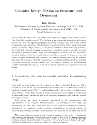 Complex Design Networks: Structure and Dynamics