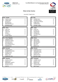 Entry List by Country REVISED 17 MAR 11:49