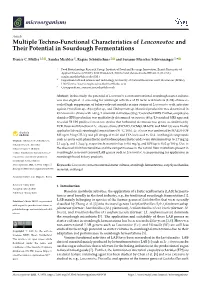Multiple Techno-Functional Characteristics of Leuconostoc and Their Potential in Sourdough Fermentations