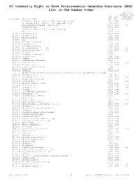 NJ Environmental Hazardous Substance List by CAS Number