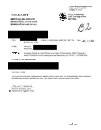 PUBLIC COPY and Immigration Htifying Data Deleted to Services Prevent Clearly Unwarranted Invasion of Personal Privacy