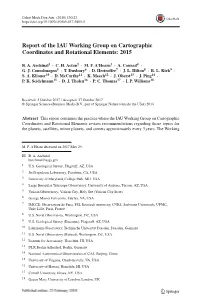 Report of the IAU Working Group on Cartographic Coordinates and Rotational Elements: 2015