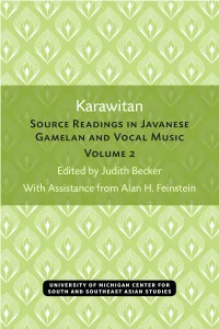 Source Readings in Javanese Gamelan and Vocal Music, Volume 2