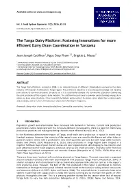 The Tanga Dairy Platform: Fostering Innovations for More Efficient Dairy Chain Coordination in Tanzania