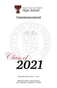 2021 TTU K-12 Graduates