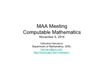 Computable Mathematics November 8, 2014
