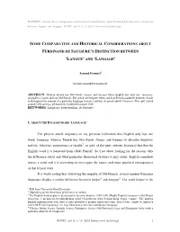 'Langue' and 'Langage