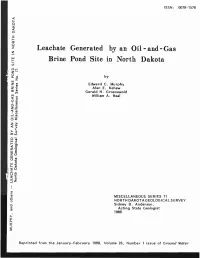 Leachate Generated by an Oil - and - Gas