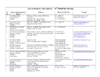 List of Members with Address – 14 NBMSME Meeting