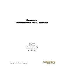 Netmodern: Interventions in Digital Sociology