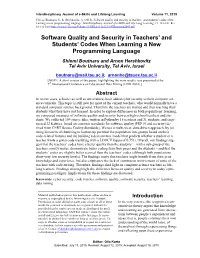 Software Quality and Security in Teachers' and Students' Codes