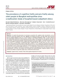 The Prevalence of Cognitive Frailty and Pre-Frailty Among Older People in Bangkok Metropolitan Area: a Multicenter Study of Hospital-Based Outpatient Clinics