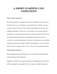 A Short Learning Css3 Animations