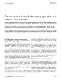 Control of Local Immunity by Airway Epithelial Cells