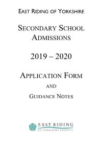 Secondary School Admissions 2019 – 2020 Application Form