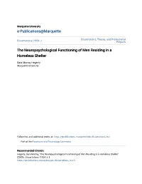 The Neuropsychological Functioning of Men Residing in a Homeless Shelter