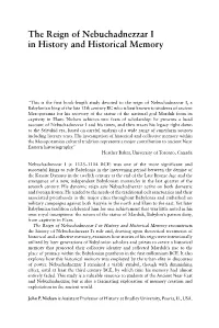 The Reign of Nebuchadnezzar I in History and Historical Memory
