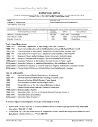 BIOGRAPHICAL SKETCH Garrett M. Fitzmaurice Associate Professor Of