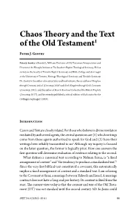 Chaos Theory and the Text of the Old Testament1 Peter J
