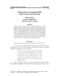 Making Sense of Comprehensible Input in the Latin Classroom