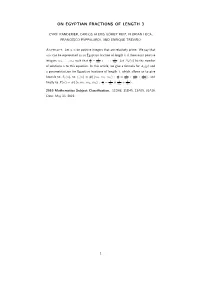 On Egyptian Fractions of Length 3