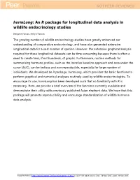 Package for Longitudinal Data Analysis in Wildlife Endocrinology Studies