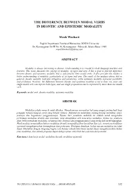 The Difference Between Modal Verbs in Deontic and Epistemic Modality