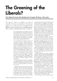 The Greening of the Liberals? Tony Beamish Traces the Development of Green Thinking in the Party