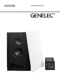 AIW26B Operating Manual Genelec AIW26B Operating Manual
