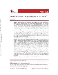 Finnish Botanists and Mycologists in the Arctic1