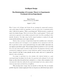 Intelligent Design the Relationship of Economic Theory to Experiments