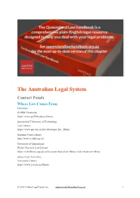 The Australian Legal System Contact Points Where Law Comes from Libraries Griffith University